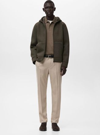 Mango Felpa cappuccio zip kaki - Uomo - XS - MANGO MAN