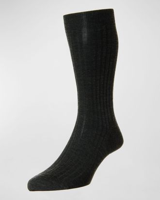 Pantherella Mens Laburnum Ribbed Wool Mid-Calf Socks