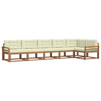 vidaXL Conjunto De Sof&aacute;s De Exterior Con Coj&iacute;n 6 Pcs Natural Y Crema Vidaxl