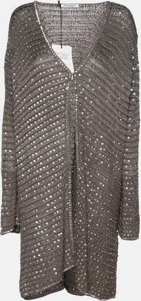 Marina Rinaldi Grey Knit Sequins Long Sleeve Cardigan