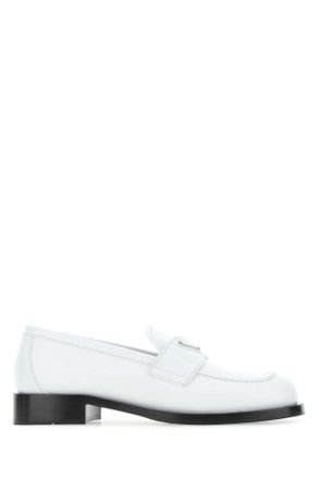 Prada White Leather Loafers