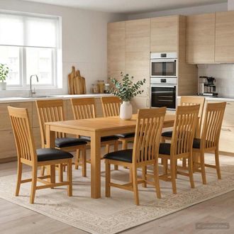 vidaXL Vidaxl Set Da Pranzo 9 Pz Nero Legno Di Quercia Massello