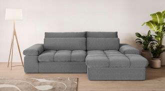 HOME AFFAIRE Ecksofa »ALVERIE mit Recamiere, moderne Steppung, Masse: B/T/H 274/203/106 cm« L-Form mit Wellenunterfederung, mit 4 Rückenkissen, pflegeleicht Stoff