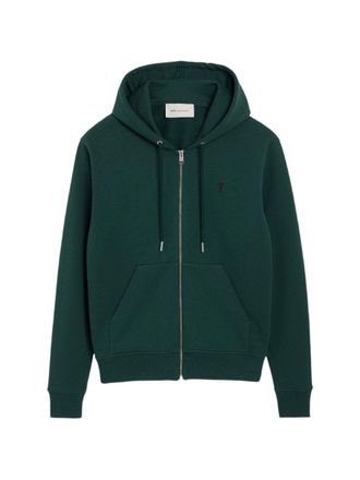Ami Drawstring Kangaroo Pocket Zip-Up Hoodie Sweater