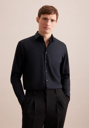 Seidensticker Businesshemd SEIDENSTICKER Schwarze Rose, Herren, Gr. XL (43), normale &Auml;rmell&auml;ngen, schwarz, 100% Baumwolle, unifarben, regular fit, 2-Knopf-Manschett