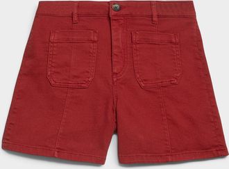 Contemporaine Womens Patch pockets coloured denim short Fit: Flared leg, high rise