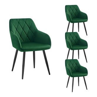 Woltu Sillas De Comedor Silla Reposabrazos Silla Tapizada Con Respaldos Sillas Nordicas Silla Para Comedor Sal&oacute;n Dormitorio Cocina Pasillo Verde Oscuro Terc