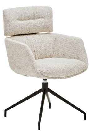 Dieter Knoll Collection Armlehnstuhl, Schwarz, Beige, Metall, Textil, Drehkreuz, 62x92x66 cm, Lederauswahl, Stoffauswahl, Sitzfläche 360° drehbar