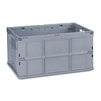 Relaxdays 10x Cassetta Pieghevole, Stabile, Da Lavoro, Plastica Resistente, Scatola Portaoggetti 60l, 31,5 X 58,5 X 40 Cm, Grigia