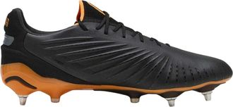 Puma King Heritage voetbalschoenen voor heren, voor zachte ondergrond (Zwart/Oranje)