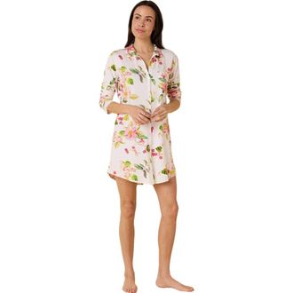 The Cats Pajamas Pima Knit Night Shirt Floral in Carolina at Nordstrom, Size X-Large