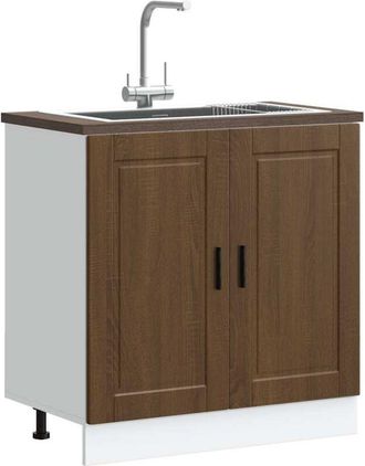 vidaXL Mueble Bajo Fregadero Porto Roble Marr&oacute;n Madera Dise&ntilde;ada Vidaxl