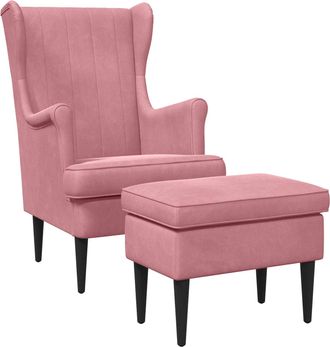 vidaXL Sill&oacute;n Con Pouf 2 Uds. Rosa Terciopelo Vidaxl