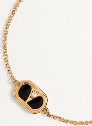 Valentino Garavani Bracciale Ovalette in Metallo, Smalto, Cristalli e Perla Swarovski Donna ORO/NERO/CRYSTAL/CREMA M