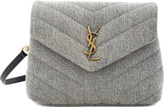 Saint Laurent Loulou Matelasse Chevron Denim Toy shoulder bag - Blu