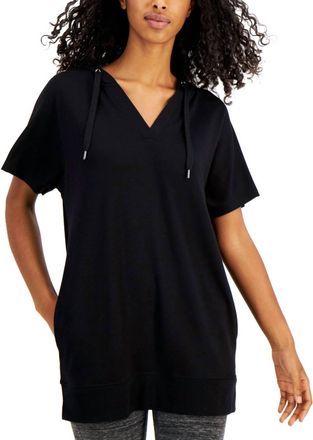 Ideology Activewear Tunic Hoodie In Deep Black