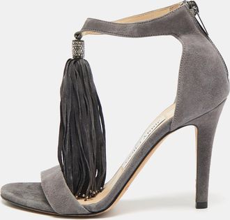 Jimmy Choo London Grey Suede Ankle Strap Sandals