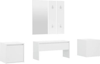 vidaXL Juego De Muebles De Recibidor Madera Contrachapada Blanco Vidaxl