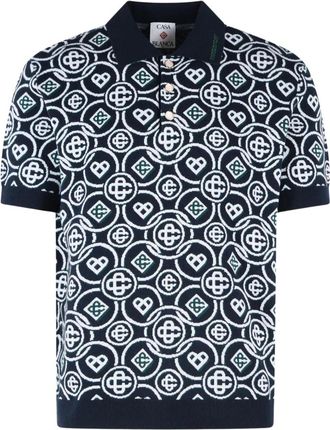 Casablanca Tops, Heren, Veelkleurig, L, CC Monogram Patroon Poloshirt