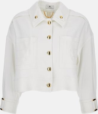 Elisabetta Franchi White Cropped Jacket