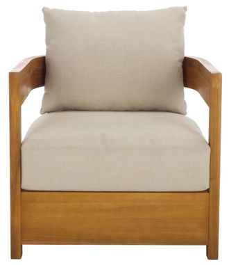 Safavieh Juego de 2 sillones de madera, tela y espuma en color beige
