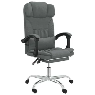 vidaXL Silla De Oficina Reclinable Con Masaje De Tela Gris Oscuro Vidaxl