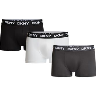 DKNY 3-Pack Ultralight Microfiber Mesh Trunks in Black/Bright White/Charcoal at Nordstrom, Size Xx-Large