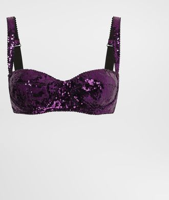 Dolce & Gabbana Balconette Bra With Micro-sequin Embroidery - Woman Underwear Fuchsia 1b