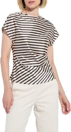 Lyssé Bruna Stripe Satin Top in Coastal Stripe at Nordstrom, Size X-Small