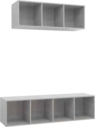 vidaXL Vidaxl - Set De Muebles De Sal&oacute;n 2 Pzas Madera Ingenier&iacute;a Gris Hormig&oacute;n