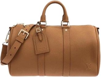 Louis Vuitton Pre-owned Aerogram Calf Travel Bag - Dames - Vintage Weekendtas - Bruin - ONE Size - Leer - Vintage