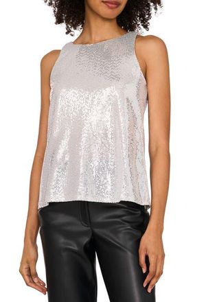 Vince Camuto Sequin Sleeveless Top in Silver at Nordstrom, Size Medium