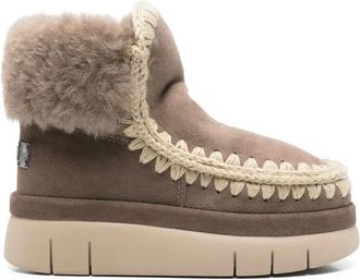 Mou Bounce round-toe boots - women - Sheepskin/Sheepskin/Lamb Shearling/Polyethylene vinyl acetate (PEVA) - 37 - Brown