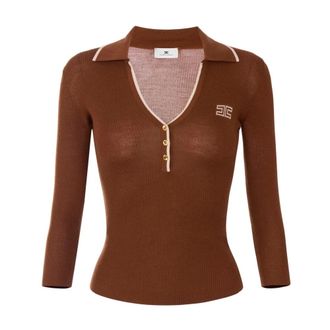 Elisabetta Franchi Dames, Truien, Bruin, Maat: M Wol