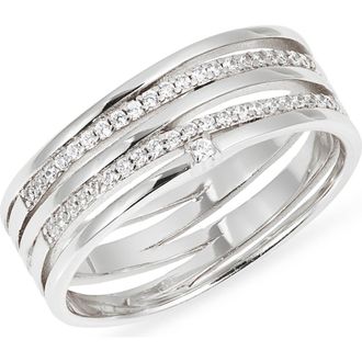 Nordstrom Demifine Cubic Zirconia Crossover Multiband Ring in Sterling Silver Plated at Nordstrom Rack, Size 8