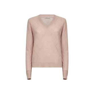 Blanca Vita Cashmere Knitwear, female, Pink, Size: 2XS V-Neck Cashmere Sweater