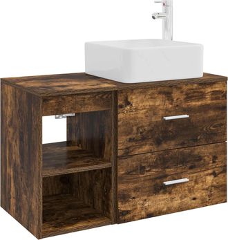 vidaXL Juego De Muebles De Ba&ntilde;o 2 Uds. Roble Ahumado Vidaxl