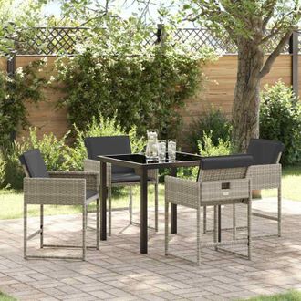 vidaXL Conjunto De Comedor De Jard&iacute;n 5 Pcs Gris Claro Polirat&aacute;n Vidaxl