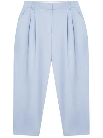 Stella McCartney pleated cropped-leg trousers - women - Wool - 40 - Blue