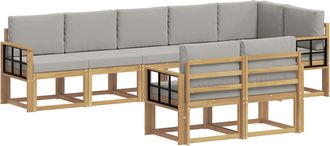 vidaXL Conjunto De Sof&aacute;s De Exterior 8 Uds. Blanco Y Gris Claro Vidaxl