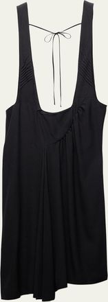 Prada Gathered Sable Midi Suspender Skirt