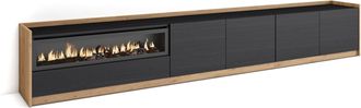 Skraut Home Skraut Home - Mueble Tv, Televisi&oacute;n, 310x37x50cm, Para Tv Hasta 80, Chimenea El&eacute;ctrica, Negro Y Roble