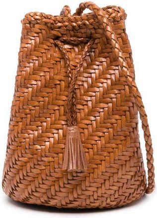 Dragon Diffusion Pompom Woven Bucket Bag