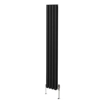 MonsterShop Oval Column Radiator & Valves - 1800mm x 240mm - Black