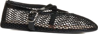 Alaia Womens Ballet Flats With Patent-Leather Trim Black Lambskin Ballerina Shoes