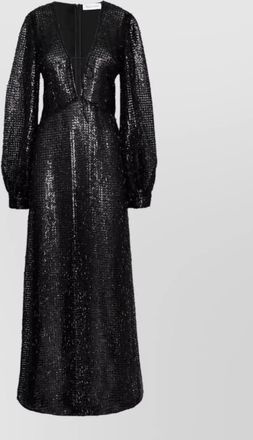 Raquel Diniz oriana maxi dress long sleeves sequins v neckline