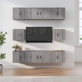 Berkfield Home 8 Piece TV Cabinet Set Grey Sonoma Engineered Wood