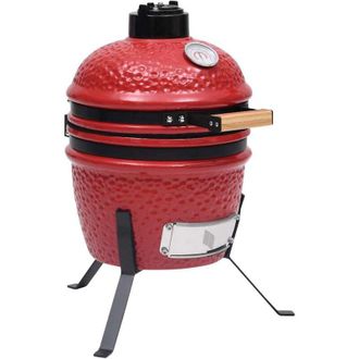 vidaXL Vidaxl - 2 En 1 Barbacoa Ahumadora Kamado De Cer&aacute;mica Rojo 56 Cm