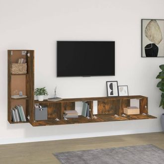 Berkfield Home Classic 3 Piece TV Cabinet Set Smoked Oak Engineered Wood in Brown