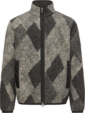 Moncler Moncler Diamond Pattern Wool Blend Zip-up Cardigan, Men, Grey, Size: Xxl